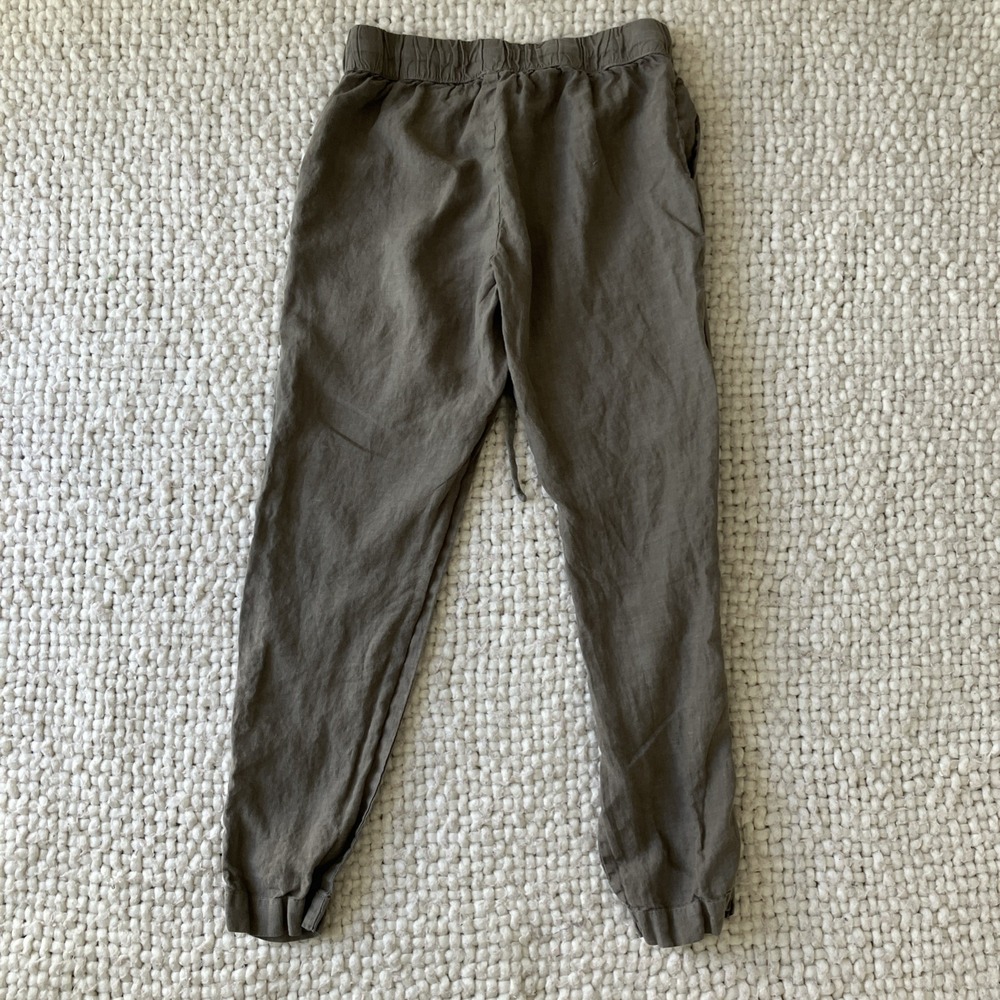 Enza Costa 100% French Linen Pull On Pants Joggers XS Sz2 Lagenlook Boho Coastal - Picture 2 of 10